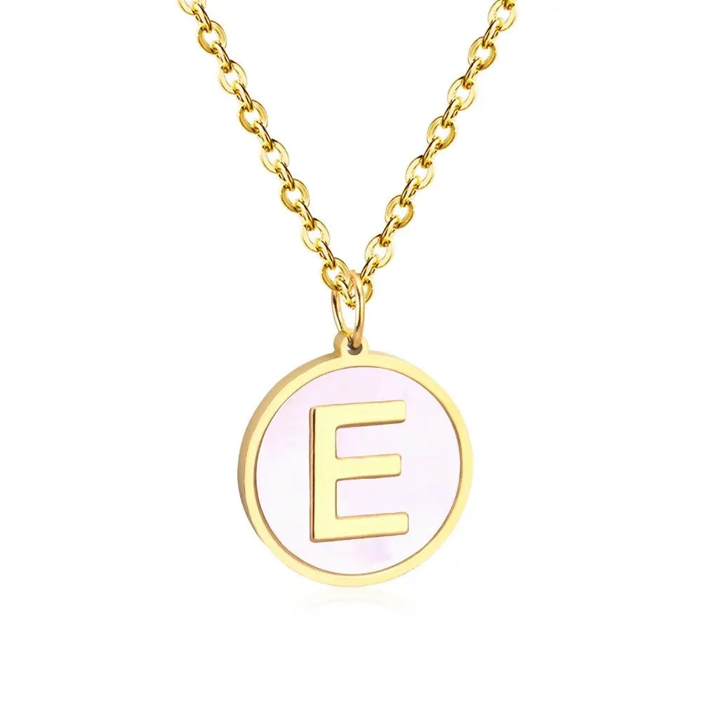 Stainless Steel Round Initial Pendant Necklace Gold Color 26 A-Z Letter Necklaces For Female Party Friend Wholesale asonjewelry